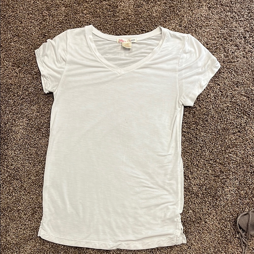 Girls White V-Neck T-Shirt